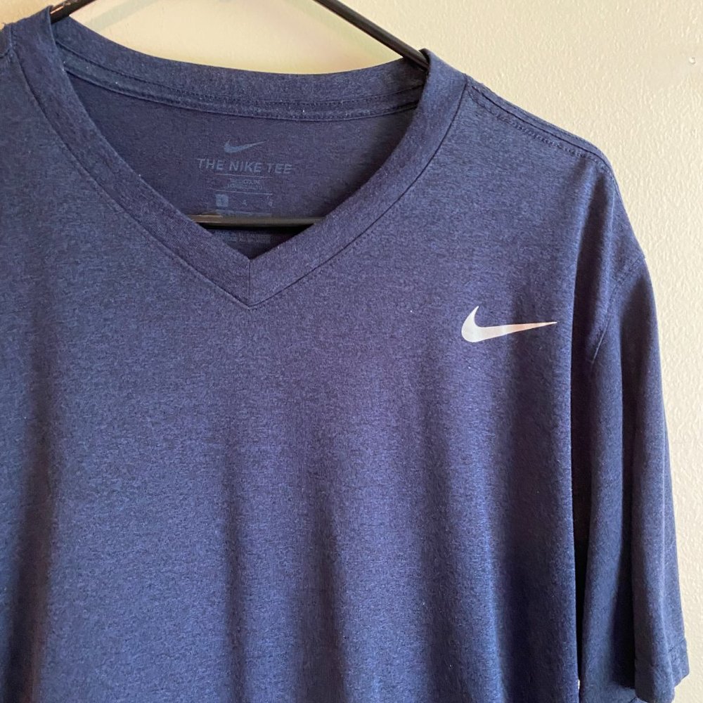 The Nike Tee Dri Fit Navy V Neck Tee Shirt - Picture 2 of 3